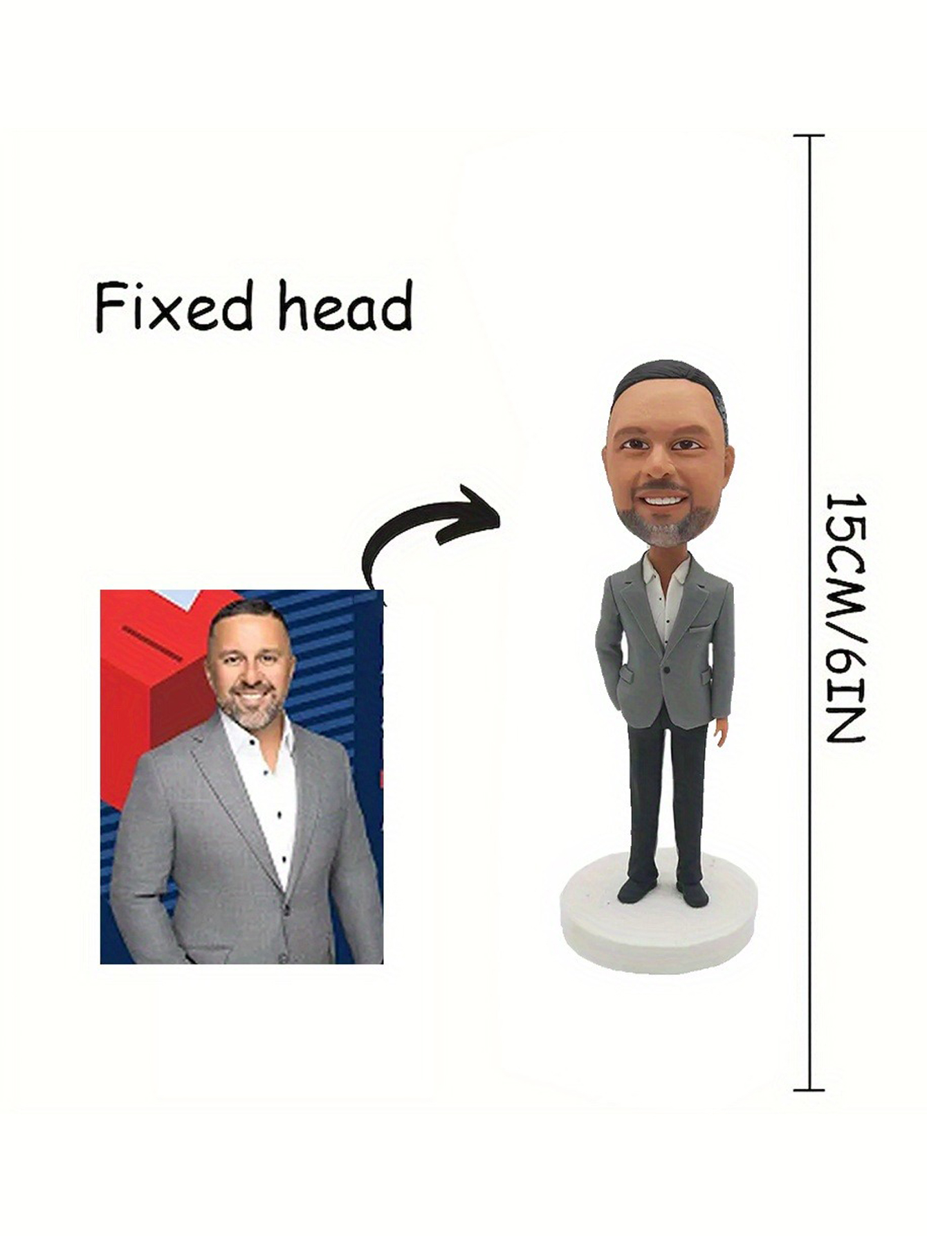 Custom Single-Person Cartoon Bobblehead Doll, Personalized Clay Figurine